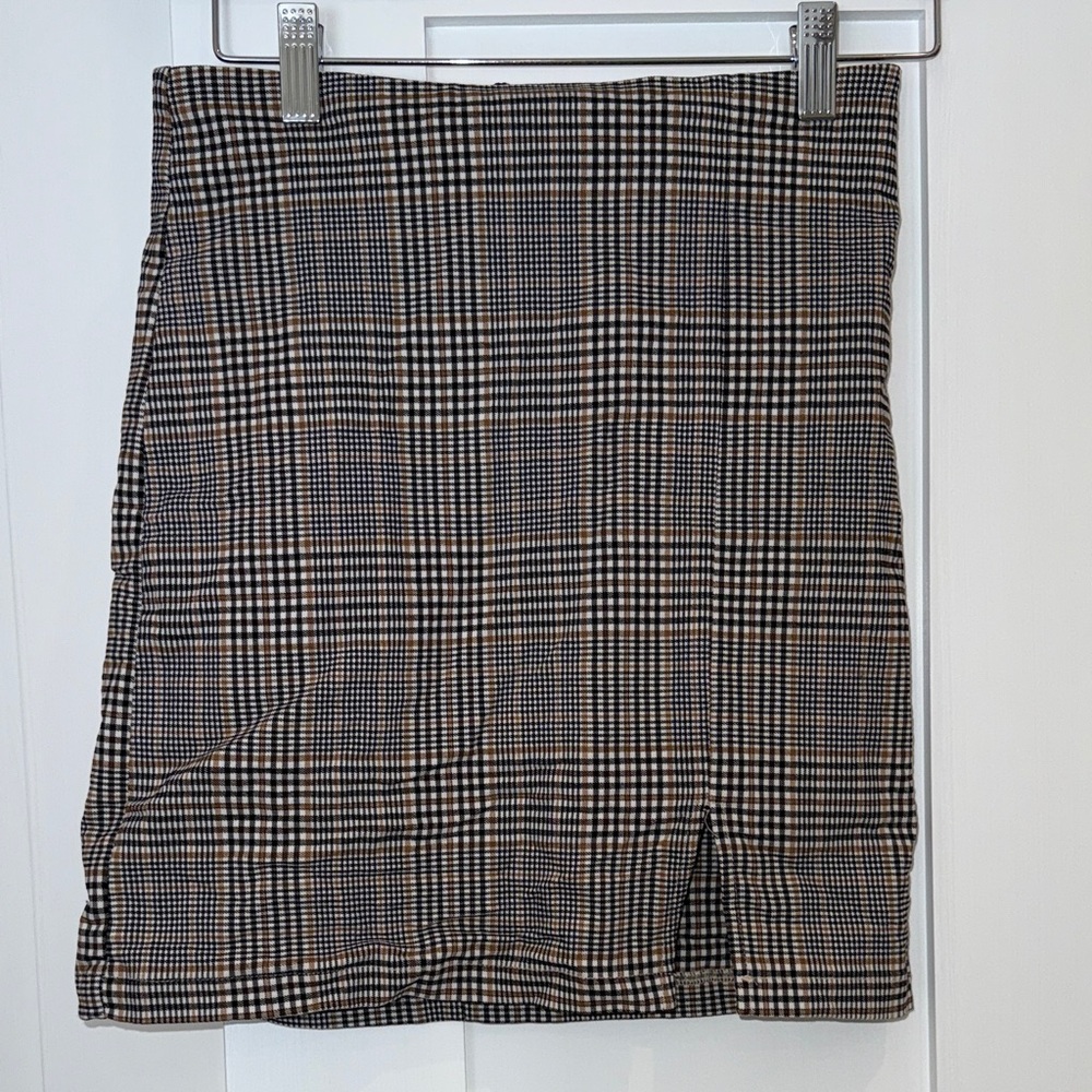 Classic Plaid Women's Skirt with v slit
